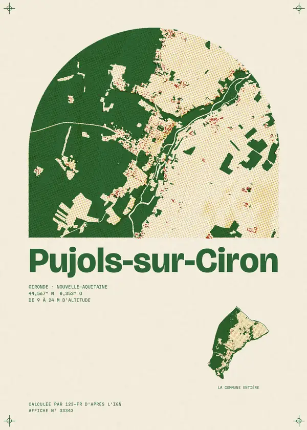 Affiche de Pujols-sur-Ciron, calculée par 123-fr d'après l'IGN