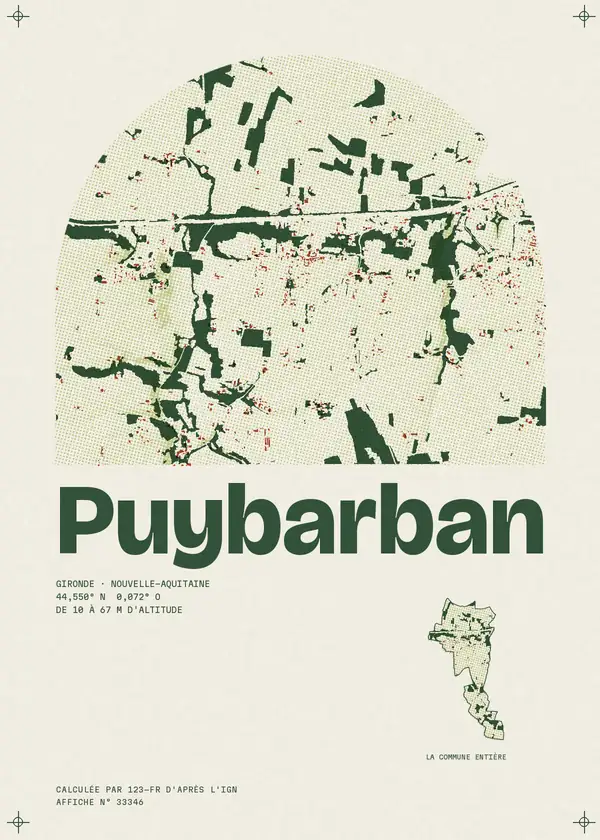 Affiche de Puybarban, calculée par 123-fr d'après l'IGN