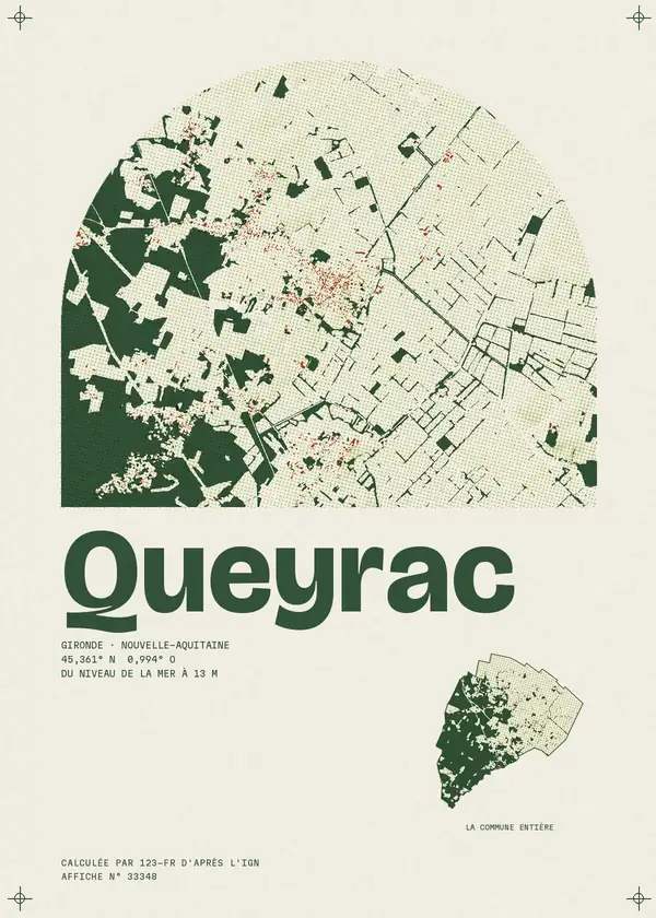 Affiche de Queyrac, calculée par 123-fr d'après l'IGN