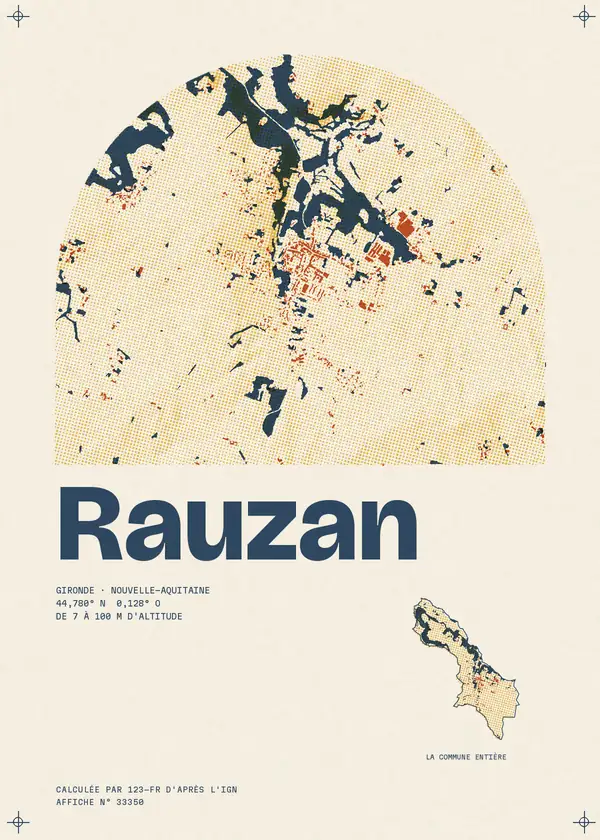 Affiche de Rauzan, calculée par 123-fr d'après l'IGN