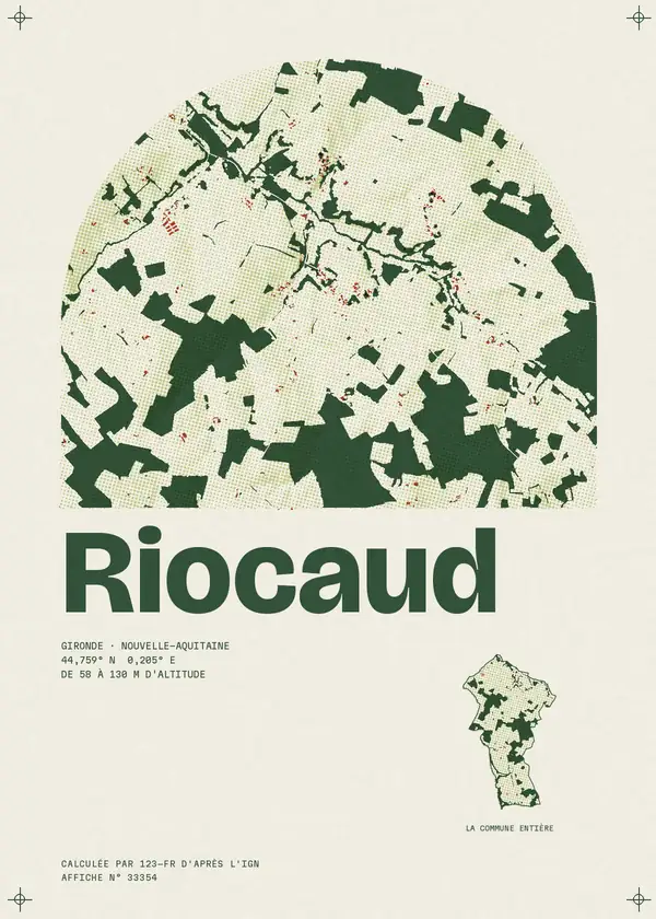 Affiche de Riocaud, calculée par 123-fr d'après l'IGN