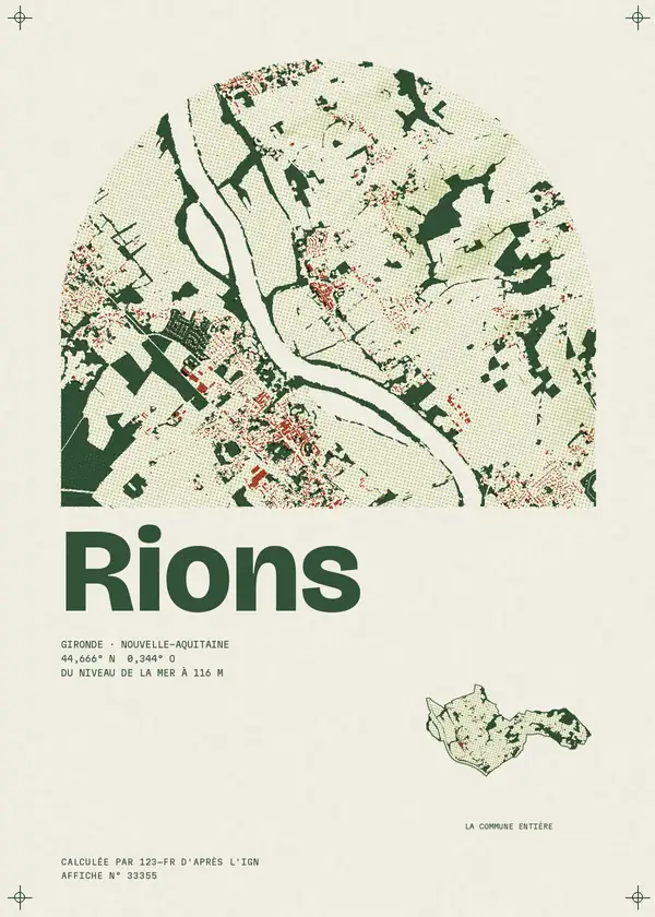 Affiche de Rions, calculée par 123-fr d'après l'IGN