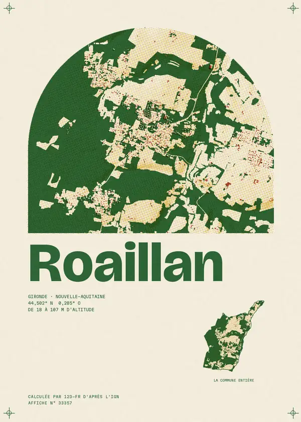 Affiche de Roaillan, calculée par 123-fr d'après l'IGN