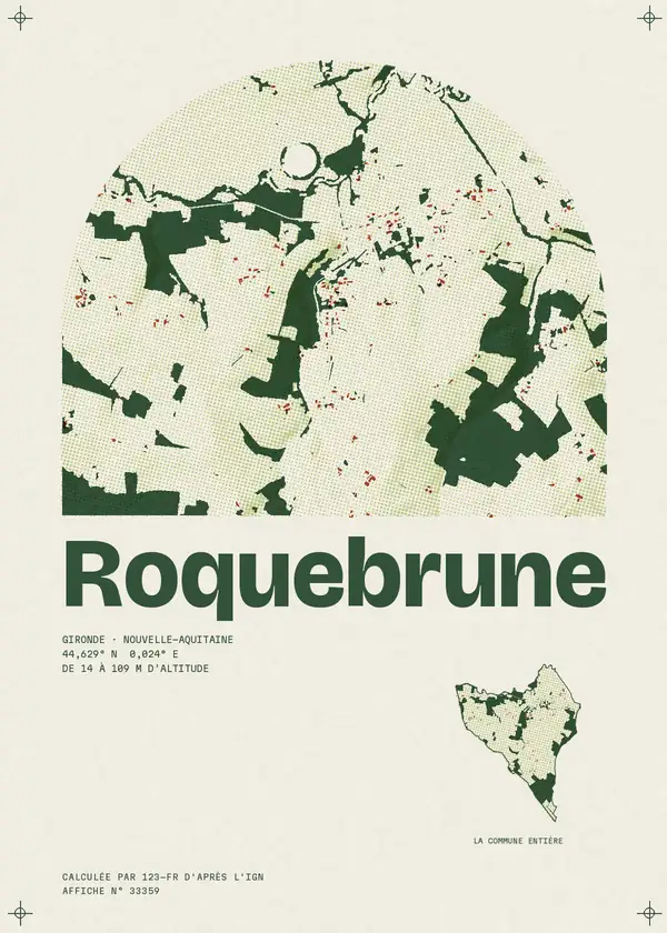 Affiche de Roquebrune, calculée par 123-fr d'après l'IGN