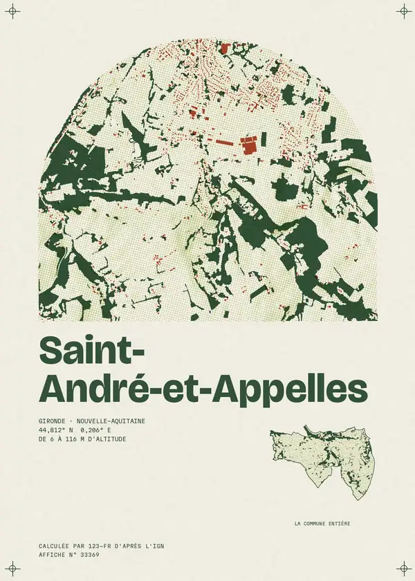 Affiche de Saint-André-et-Appelles, calculée par 123-fr d'après l'IGN