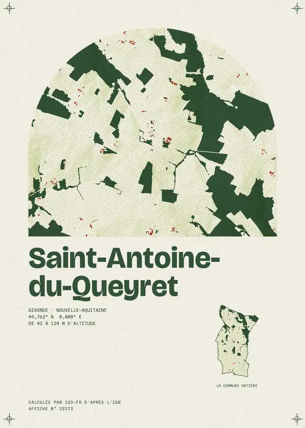 Affiche de Saint-Antoine-du-Queyret, calculée par 123-fr d'après l'IGN