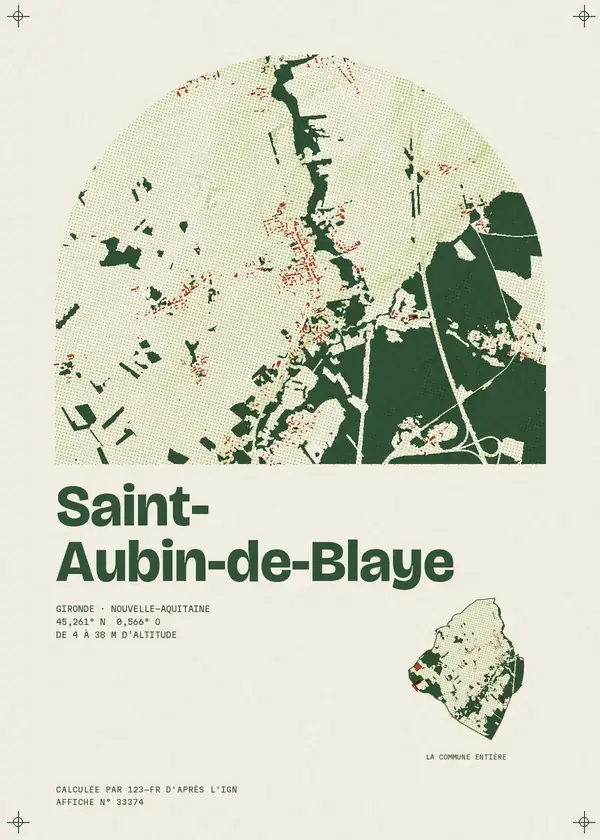 Affiche de Saint-Aubin-de-Blaye, calculée par 123-fr d'après l'IGN