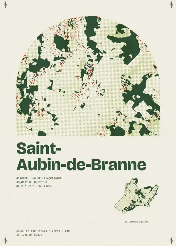 Affiche de Saint-Aubin-de-Branne, calculée par 123-fr d'après l'IGN