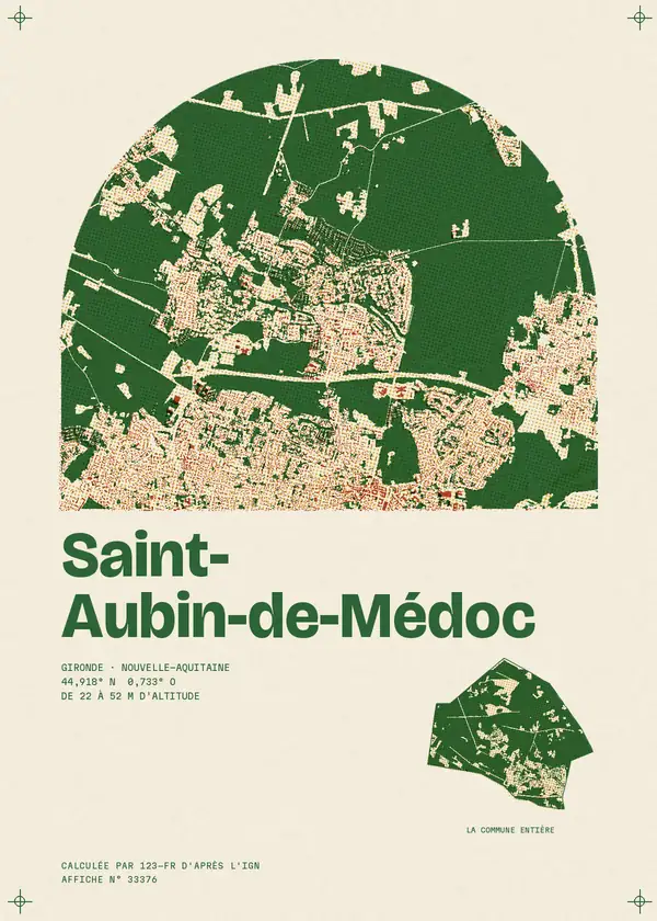 Affiche de Saint-Aubin-de-Médoc, calculée par 123-fr d'après l'IGN