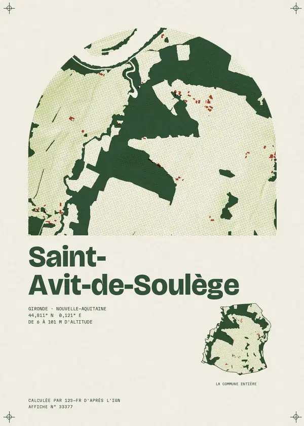Affiche de Saint-Avit-de-Soulège, calculée par 123-fr d'après l'IGN