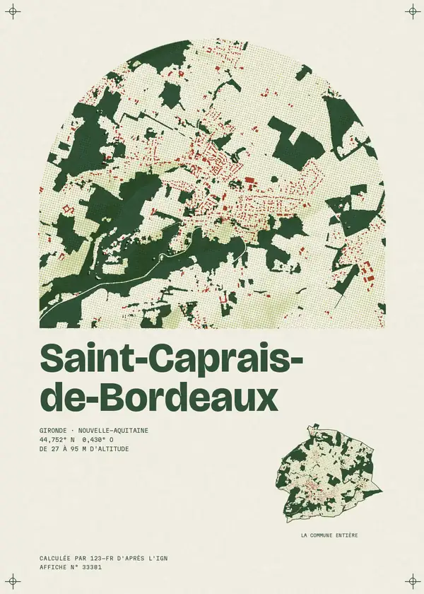 Affiche de Saint-Caprais-de-Bordeaux, calculée par 123-fr d'après l'IGN