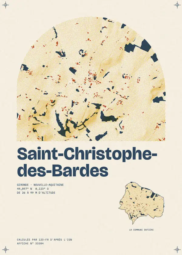Affiche de Saint-Christophe-des-Bardes, calculée par 123-fr d'après l'IGN