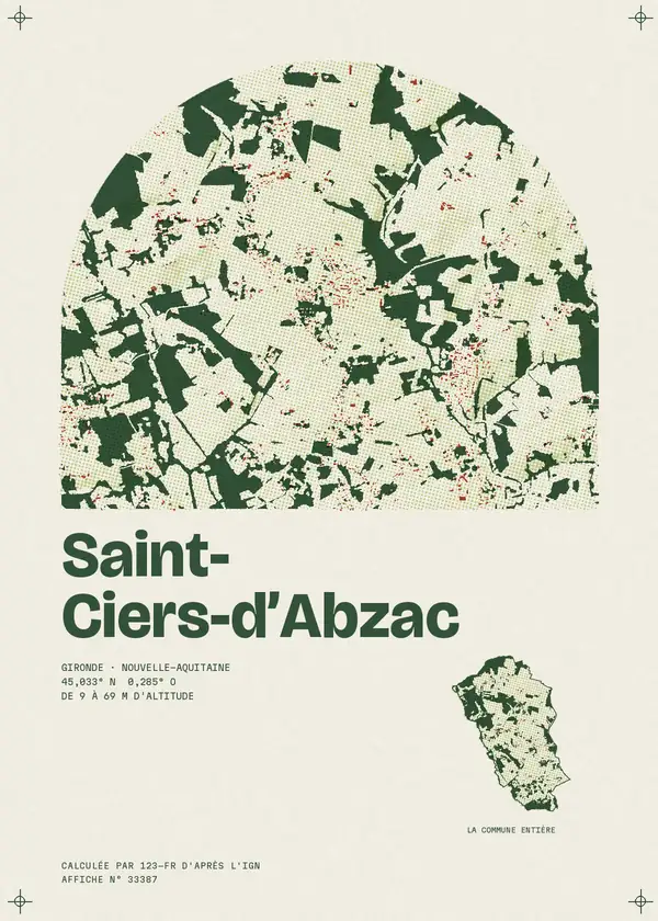 Affiche de Saint-Ciers-d'Abzac, calculée par 123-fr d'après l'IGN