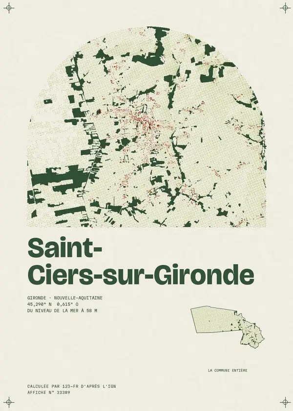 Affiche de Saint-Ciers-sur-Gironde, calculée par 123-fr d'après l'IGN