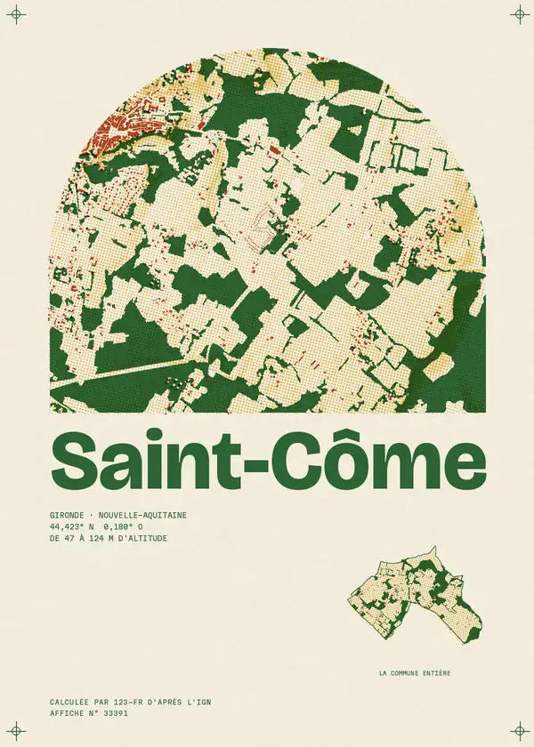 Affiche de Saint-Côme, calculée par 123-fr d'après l'IGN