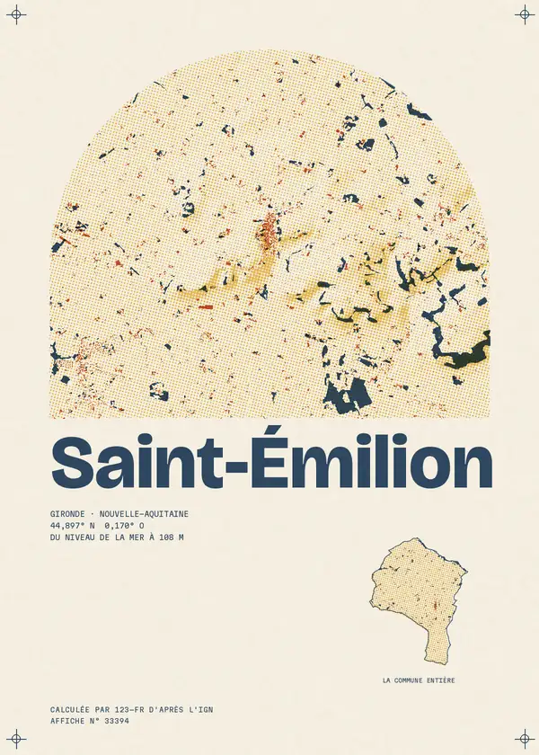 Affiche de Saint-Émilion, calculée par 123-fr d'après l'IGN