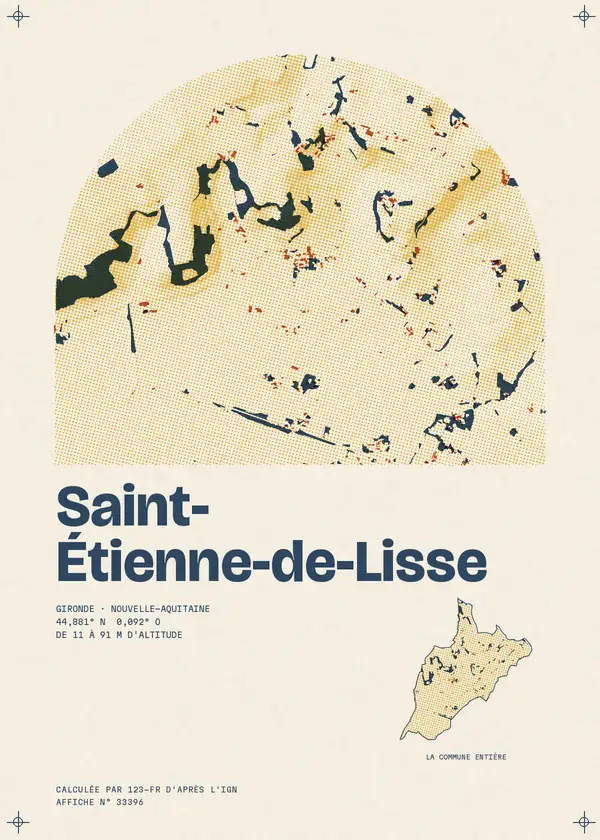 Affiche de Saint-Étienne-de-Lisse, calculée par 123-fr d'après l'IGN