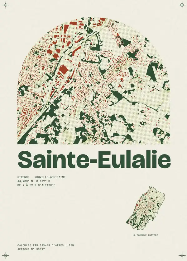 Affiche de Sainte-Eulalie, calculée par 123-fr d'après l'IGN