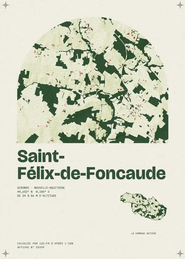 Affiche de Saint-Félix-de-Foncaude, calculée par 123-fr d'après l'IGN