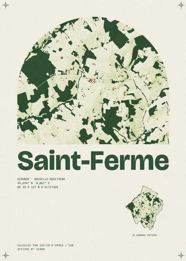Affiche de Saint-Ferme, calculée par 123-fr d'après l'IGN
