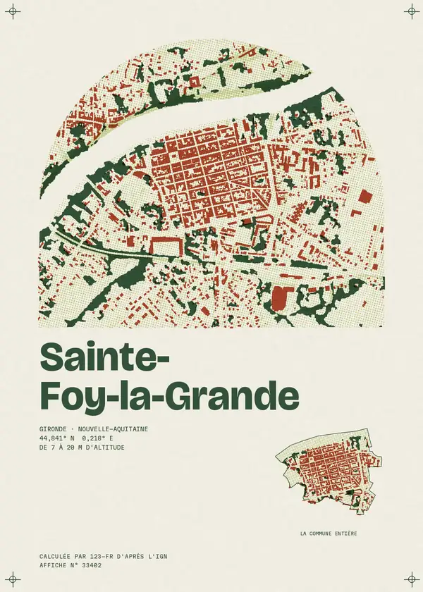 Affiche de Sainte-Foy-la-Grande, calculée par 123-fr d'après l'IGN