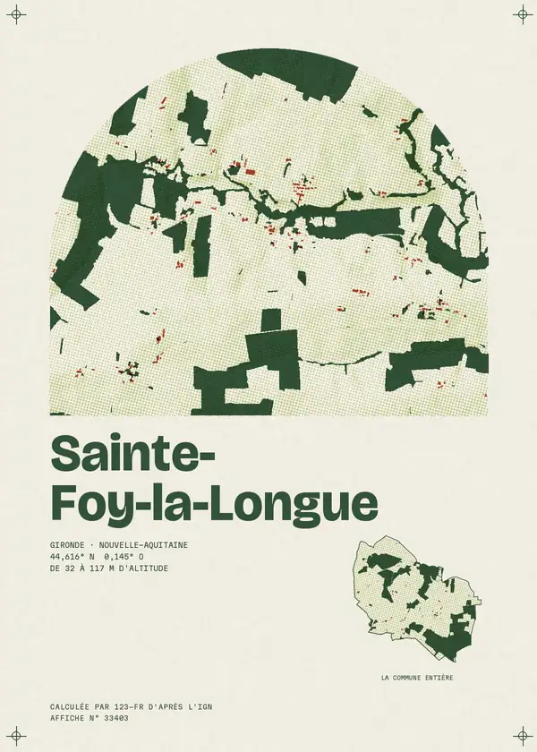Affiche de Sainte-Foy-la-Longue, calculée par 123-fr d'après l'IGN