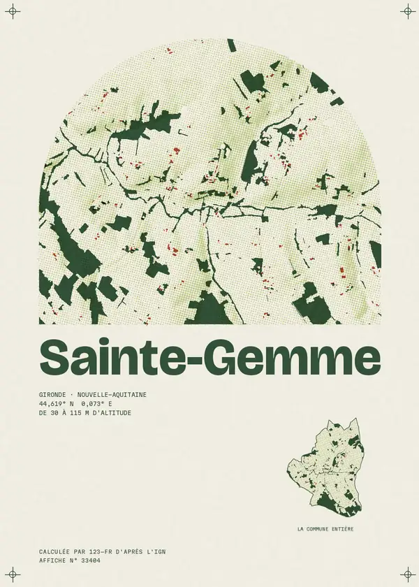 Affiche de Sainte-Gemme, calculée par 123-fr d'après l'IGN