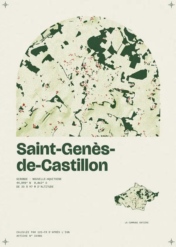 Affiche de Saint-Genès-de-Castillon, calculée par 123-fr d'après l'IGN