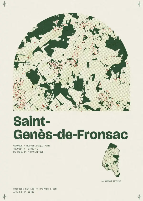 Affiche de Saint-Genès-de-Fronsac, calculée par 123-fr d'après l'IGN