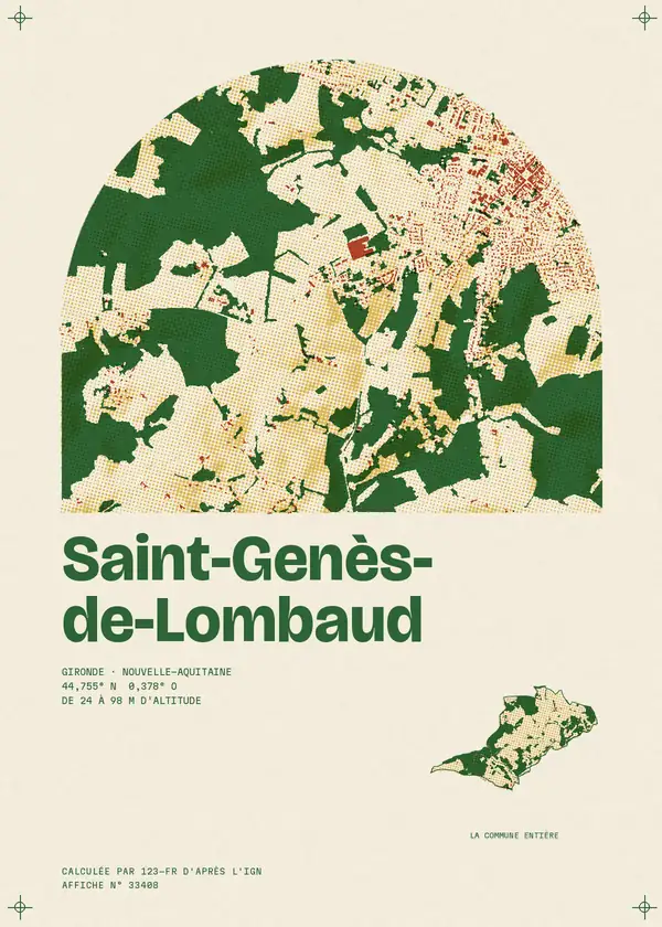 Affiche de Saint-Genès-de-Lombaud, calculée par 123-fr d'après l'IGN