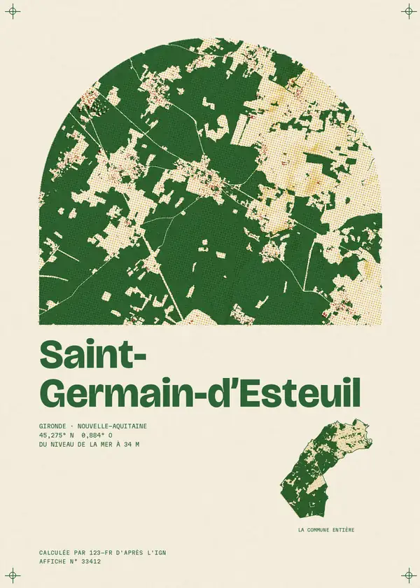 Affiche de Saint-Germain-d'Esteuil, calculée par 123-fr d'après l'IGN