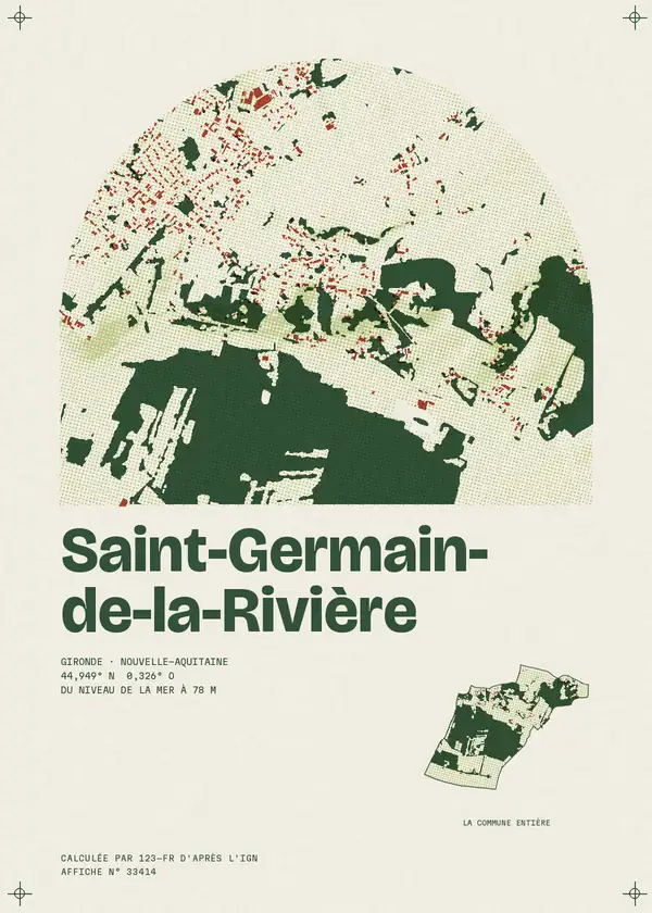 Affiche de Saint-Germain-de-la-Rivière, calculée par 123-fr d'après l'IGN