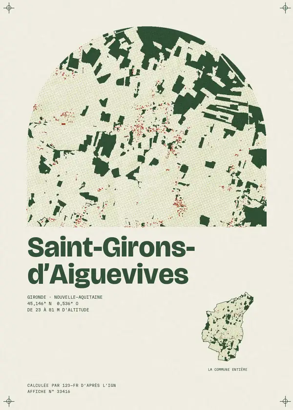 Affiche de Saint-Girons-d'Aiguevives, calculée par 123-fr d'après l'IGN