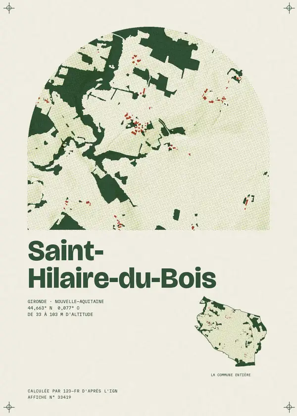 Affiche de Saint-Hilaire-du-Bois, calculée par 123-fr d'après l'IGN