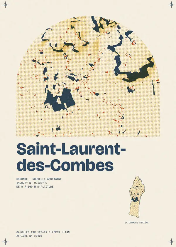 Affiche de Saint-Laurent-des-Combes, calculée par 123-fr d'après l'IGN