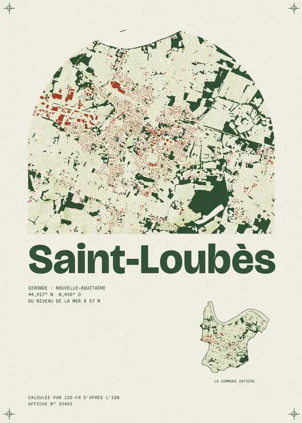 Affiche de Saint-Loubès, calculée par 123-fr d'après l'IGN