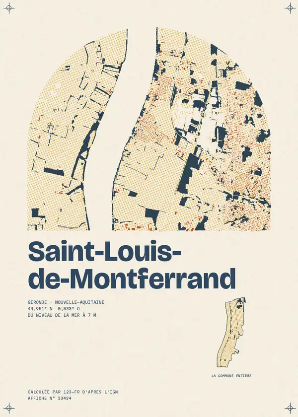 Affiche de Saint-Louis-de-Montferrand, calculée par 123-fr d'après l'IGN