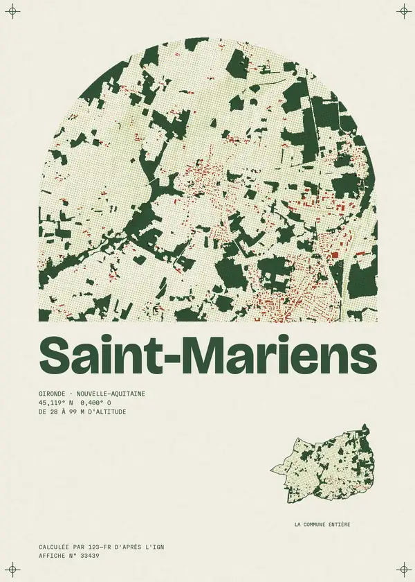 Affiche de Saint-Mariens, calculée par 123-fr d'après l'IGN