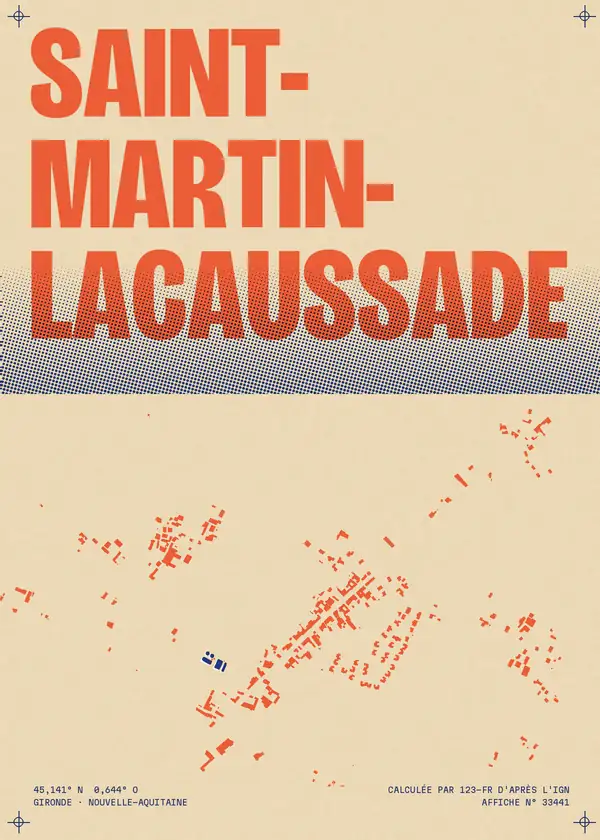 Affiche de Saint-Martin-Lacaussade, calculée par 123-fr d'après l'IGN