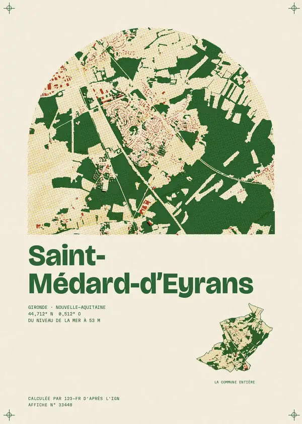 Affiche de Saint-Médard-d'Eyrans, calculée par 123-fr d'après l'IGN