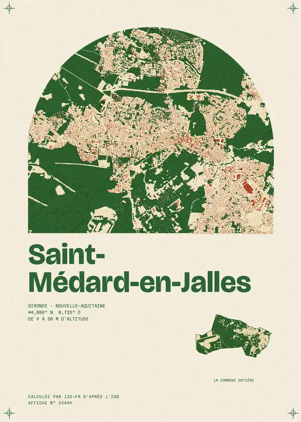 Affiche de Saint-Médard-en-Jalles, calculée par 123-fr d'après l'IGN