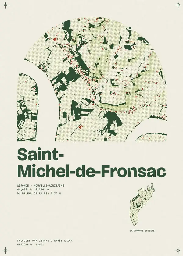 Affiche de Saint-Michel-de-Fronsac, calculée par 123-fr d'après l'IGN