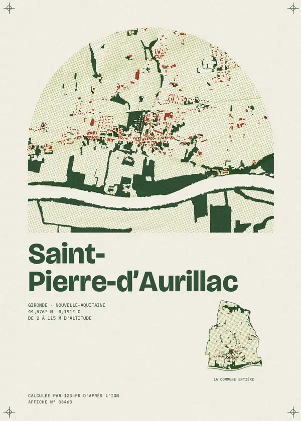 Affiche de Saint-Pierre-d'Aurillac, calculée par 123-fr d'après l'IGN