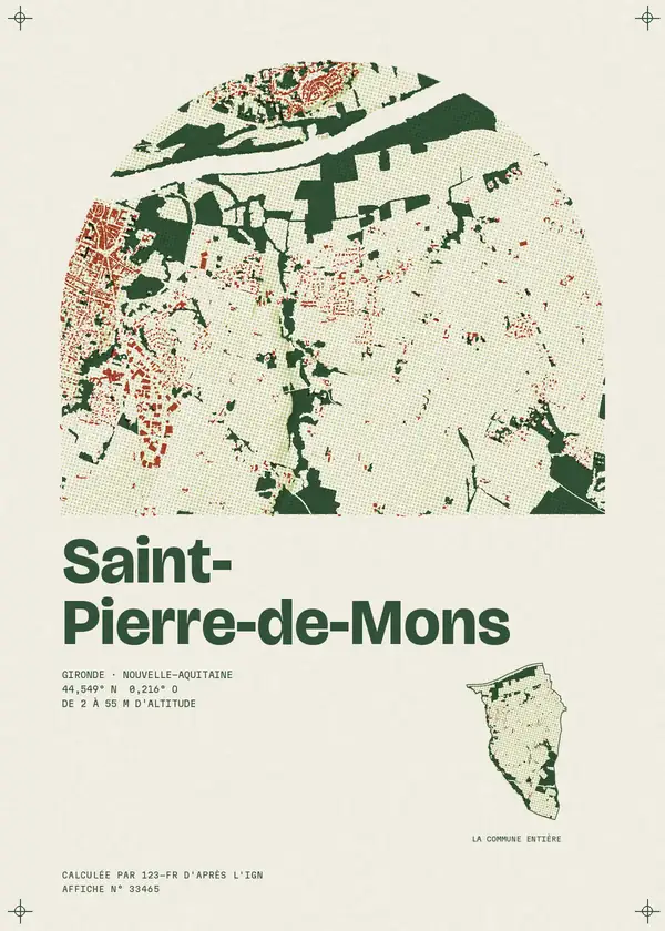 Affiche de Saint-Pierre-de-Mons, calculée par 123-fr d'après l'IGN