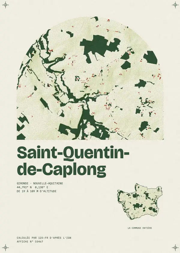 Affiche de Saint-Quentin-de-Caplong, calculée par 123-fr d'après l'IGN