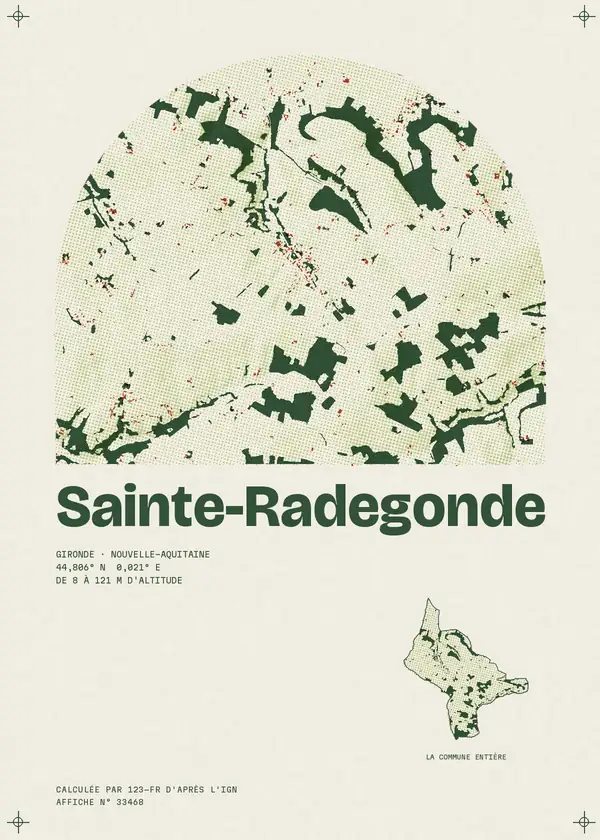 Affiche de Sainte-Radegonde, calculée par 123-fr d'après l'IGN