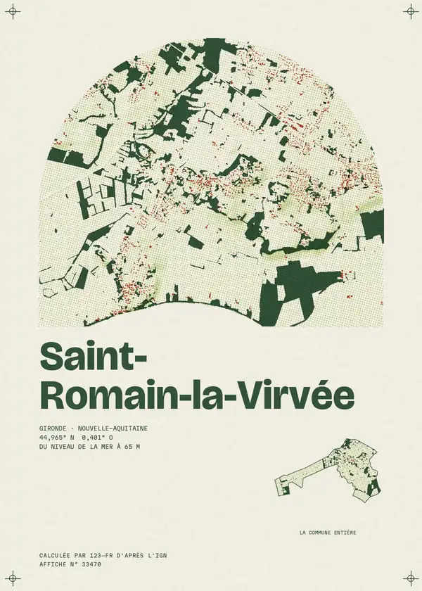 Affiche de Saint-Romain-la-Virvée, calculée par 123-fr d'après l'IGN