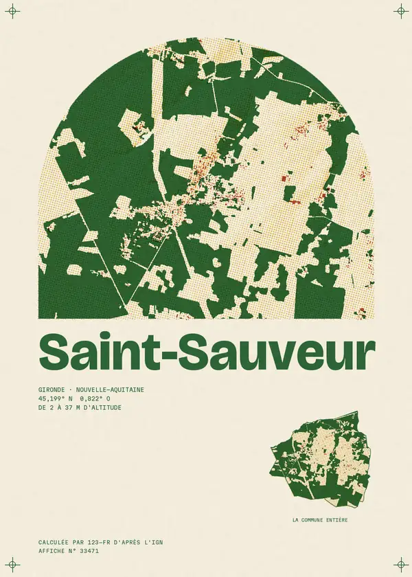 Affiche de Saint-Sauveur, calculée par 123-fr d'après l'IGN