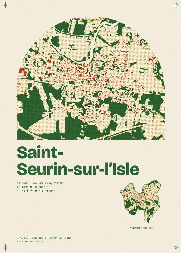 Affiche de Saint-Seurin-sur-l'Isle, calculée par 123-fr d'après l'IGN