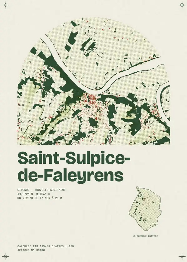 Affiche de Saint-Sulpice-de-Faleyrens, calculée par 123-fr d'après l'IGN